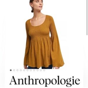 Babydoll Knitted & Knotted smocked bell sleeve sweatery top